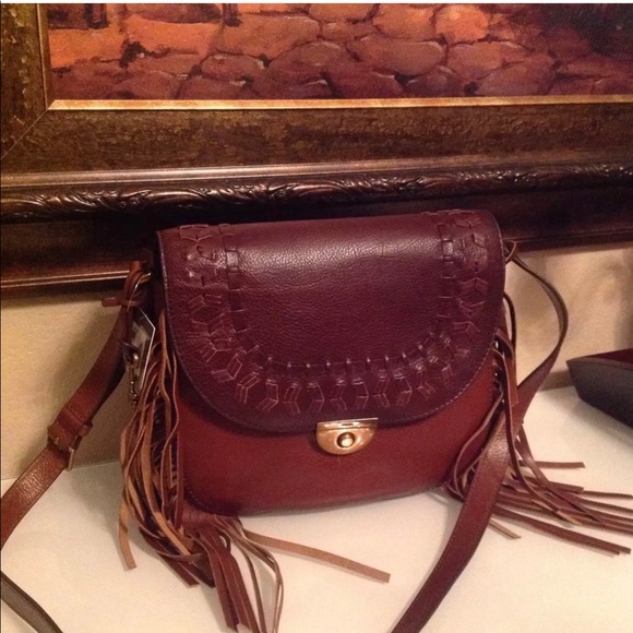 NWT Fossil Women’s Brown Leather Fringe Saddle Crossbody Bag - Picture 2 of 11